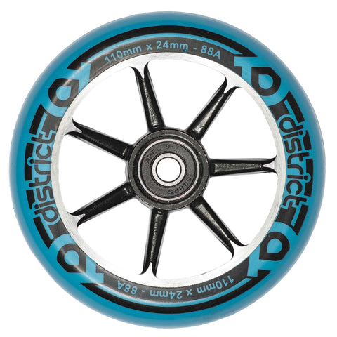 District Scooters Wheels Cast Alloy Core Twin Pack - 110mm Black/Blue