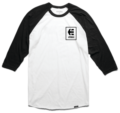 Etnies Raglan Stack Box Tshirt, Black/White