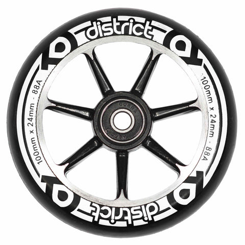 District Scooters Wheels Cast Alloy Core Twin Pack - 100mm Black/Black