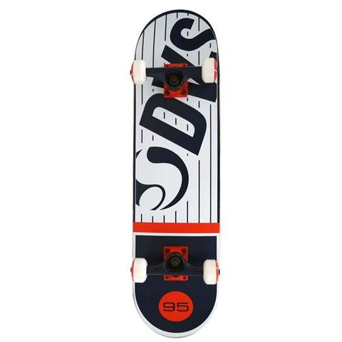 DVS Pinstripe Complete Skateboard 8”, White/Red/Blue