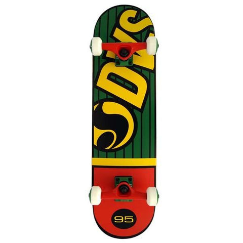 DVS Pinstripe Complete Skateboard 8”, Green/Yellow/Red