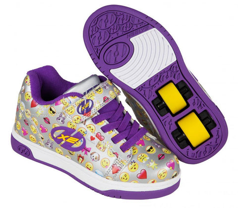 Heelys X2 Dual Up, Silver/Purple/Emoji