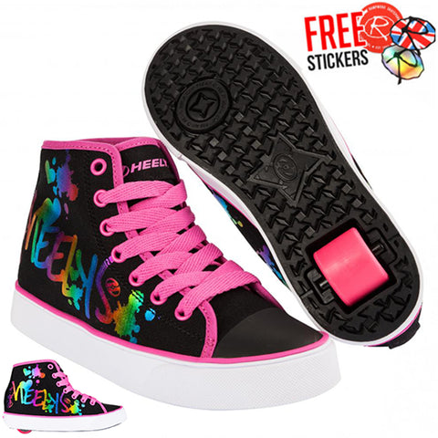 Heelys Veloz, Black/Rainbow Metallic Print