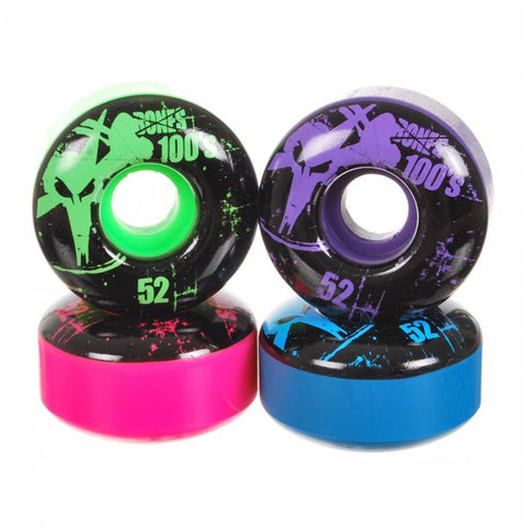 Bones OG Party 100 V1 Skateboard Wheels, Green/Purple/Pink/Blue