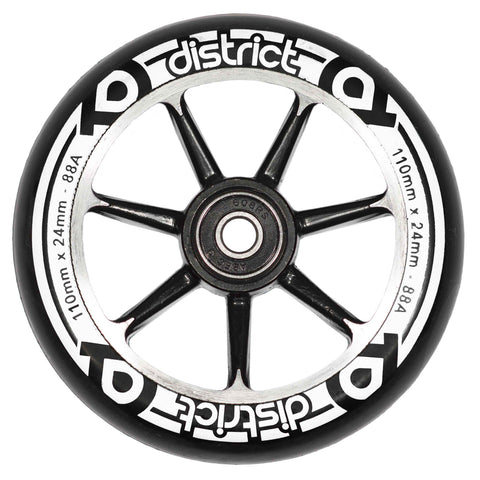 District Scooters Wheels Cast Alloy Core Twin Pack - 110mm Black/Black