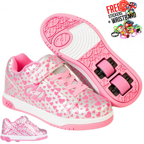 Heelys X2 Dual Up, Silver/Hearts