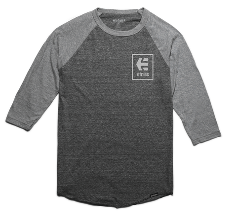 Etnies Raglan Stack Box Tshirt, Grey/Heather