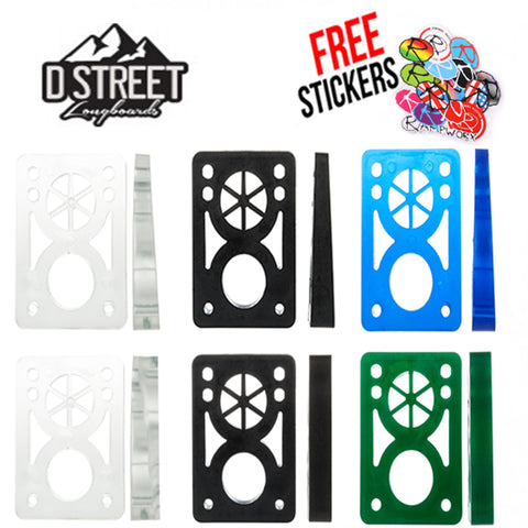 D Street Longboard Riser Pads, 6 Colours!