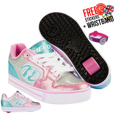 Heelys Motion Plus, Silver/Light Pink/Light Blue