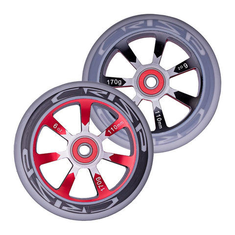 Crisp Scooters Hollowtech 110mm Stunt Scooter Wheels, Grey/Red