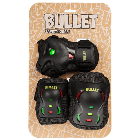 Bullet Triple Skate Pad Set, Rasta