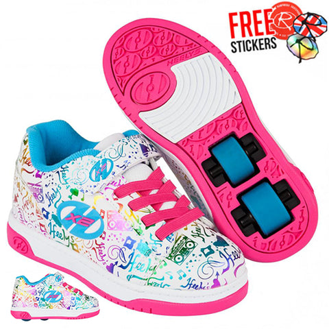 Heelys X2 Dual Up, White/Rainbow/Print