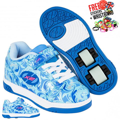 Heelys X2 Dual Up, Solid Blue/Marble
