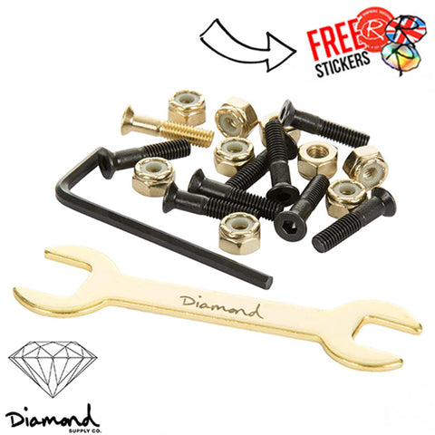 Diamond Supply Co. P-Rod Hardware Bolts 7/8", Black/Gold