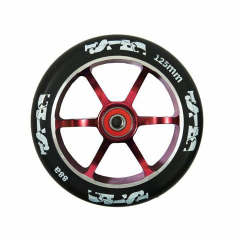 Crisp Scooters Drilled Alloy 125mm Wheel, Red/Black