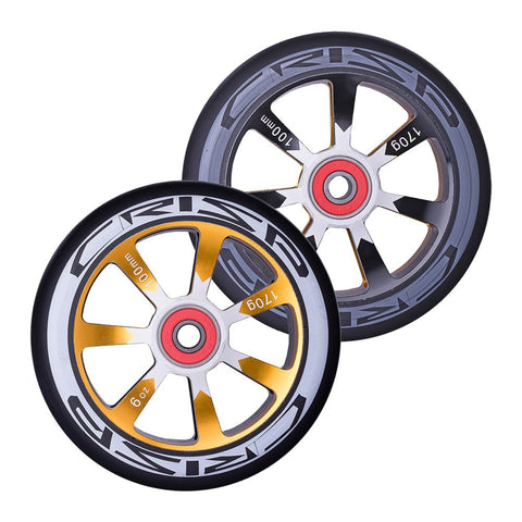 Crisp Scooters Hollowtech 100mm Stunt Scooter Wheels, Black/Gold