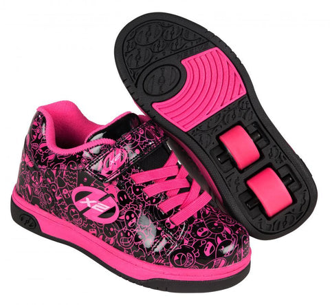 Heelys X2 Dual Up Shoes - Black/Hot Pink/Graphic