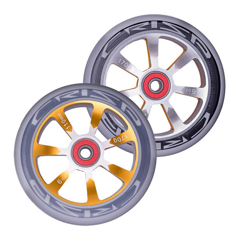 Crisp Scooters Hollowtech 110mm Stunt Scooter Wheels, Grey/Gold