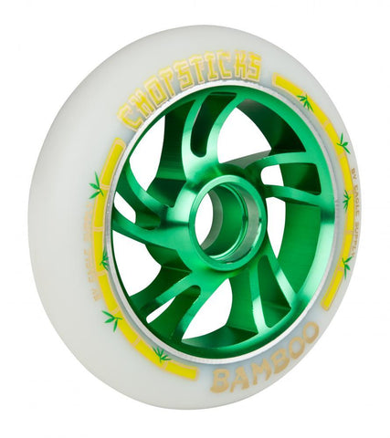 Chopsticks Bamboo Stunt Scooter Wheel White/Green 110mm