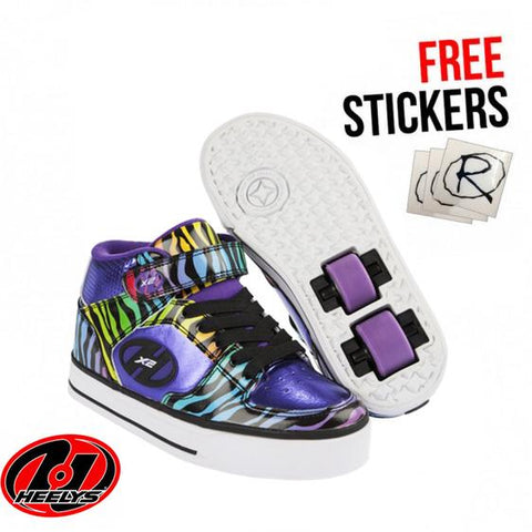 Heelys X2 Cruz, Purple/Rainbow/Zebra