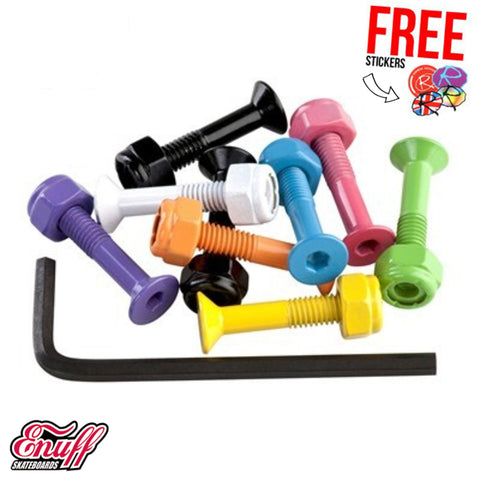 Enuff Skateboards 1" Allen Key Truck Bolts, Multi Coloured